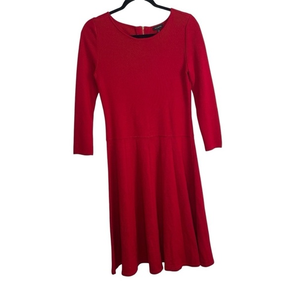 Talbots Dresses & Skirts - Talbots Red Knit Sweater Dress 3/4 Sleeves Size M Christmas